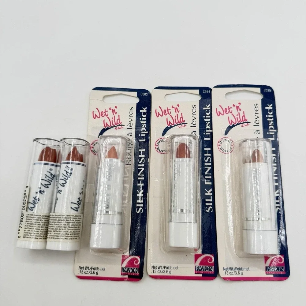 Vtg Wet 'n Wild Silk Finish Lipstick 1990'S Pavion NOS Sealed Blister Pack LOT 5